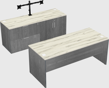 Parallel desk with credenza