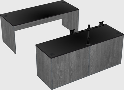 Parallel desk with credenza