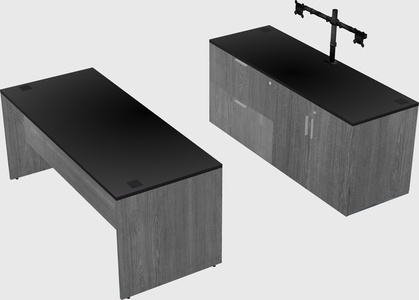 Parallel desk with credenza