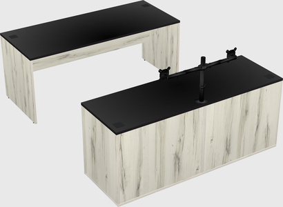 Parallel desk with credenza