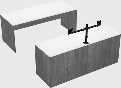 Parallel desk with credenza