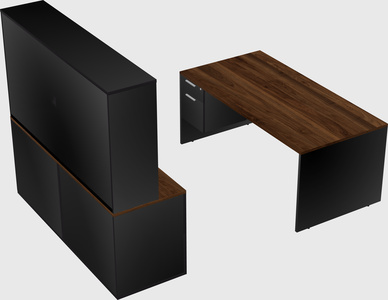 Parallel desk with credenza