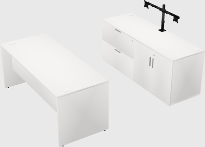 Parallel desk with credenza