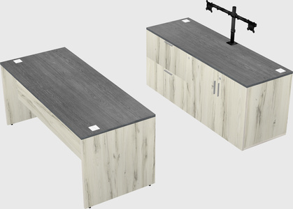 Parallel desk with credenza