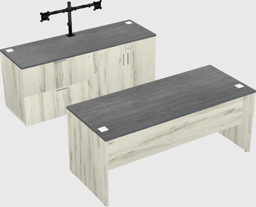 Parallel desk with credenza