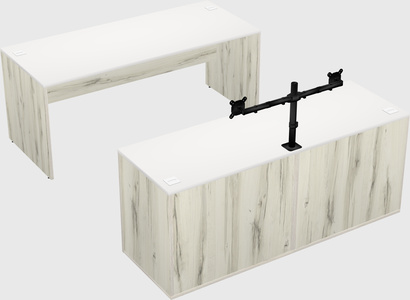 Parallel desk with credenza