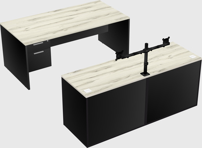 Parallel desk with credenza