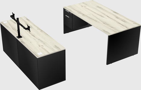 Parallel desk with credenza
