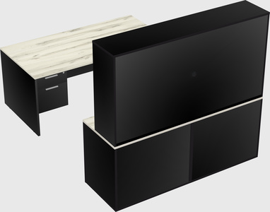 Parallel desk with credenza