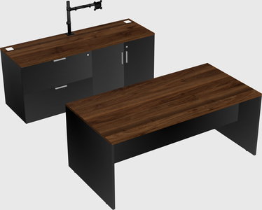 Parallel desk with credenza