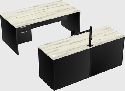 Parallel desk with credenza