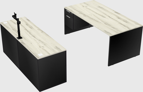 Parallel desk with credenza