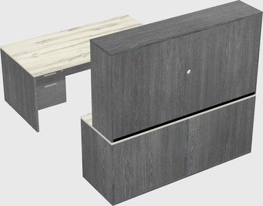 Parallel desk with credenza