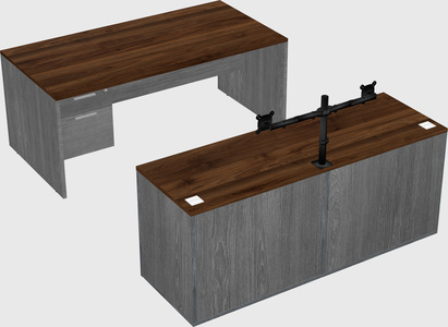 Parallel desk with credenza