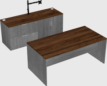 Parallel desk with credenza
