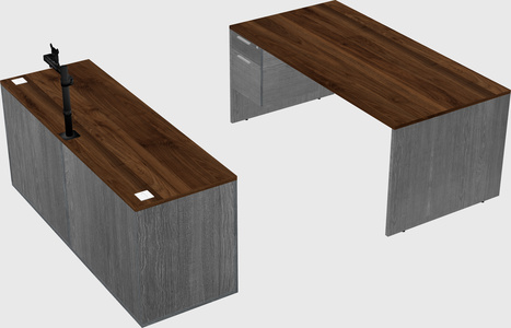 Parallel desk with credenza