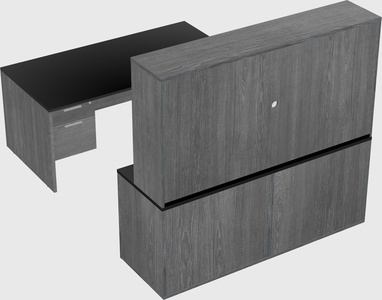 Parallel desk with credenza
