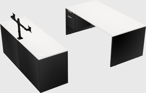 Parallel desk with credenza