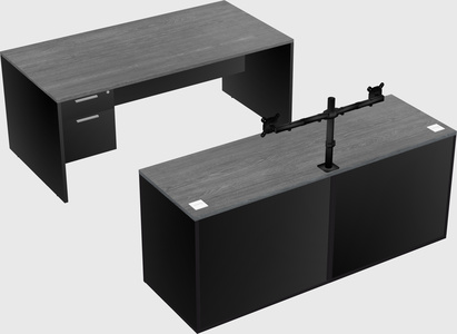 Parallel desk with credenza