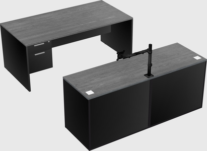 Parallel desk with credenza