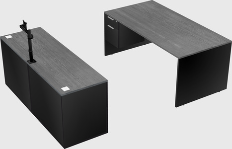 Parallel desk with credenza