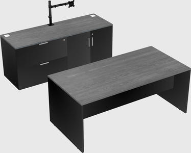 Parallel desk with credenza