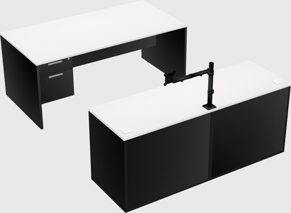 Parallel desk with credenza