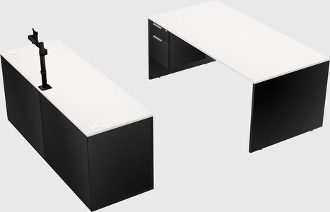 Parallel desk with credenza