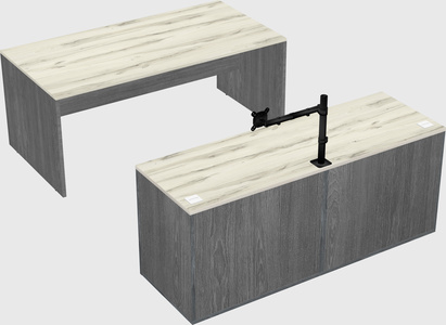Parallel desk with credenza