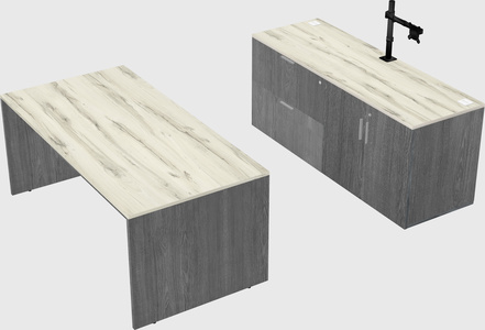 Parallel desk with credenza