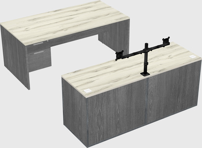 Parallel desk with credenza
