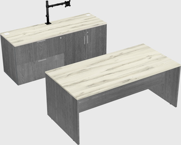 Parallel desk with credenza