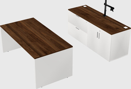 Parallel desk with credenza