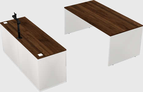 Parallel desk with credenza