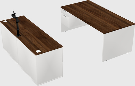 Parallel desk with credenza