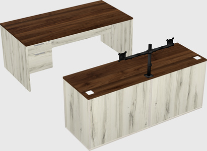Parallel desk with credenza