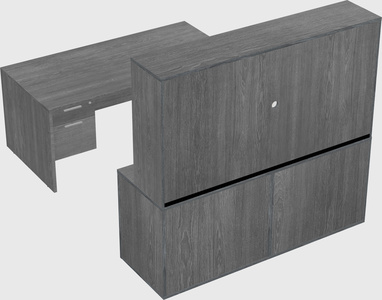 Parallel desk with credenza