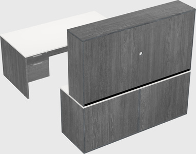 Parallel desk with credenza