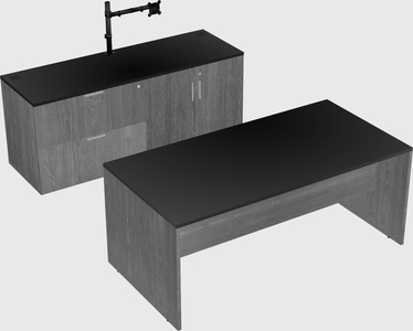 Parallel desk with credenza
