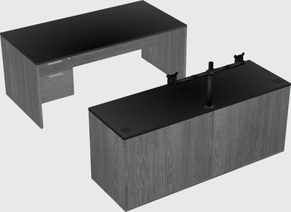 Parallel desk with credenza