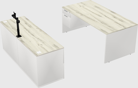 Parallel desk with credenza