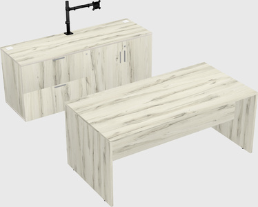 Parallel desk with credenza