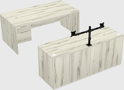 Parallel desk with credenza