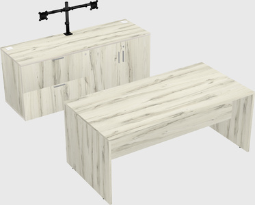 Parallel desk with credenza