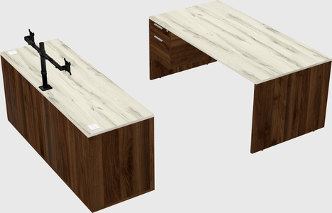 Parallel desk with credenza