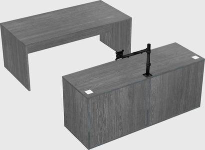 Parallel desk with credenza