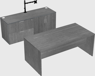 Parallel desk with credenza