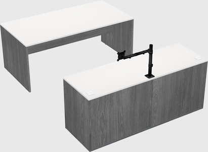 Parallel desk with credenza