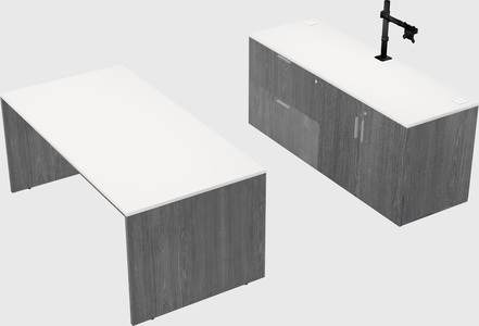 Parallel desk with credenza