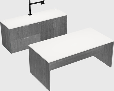 Parallel desk with credenza
